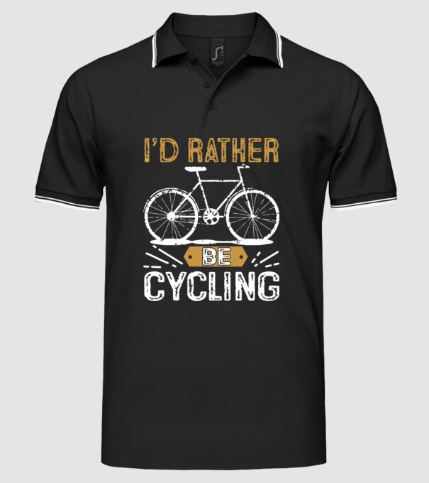 I'd rather be cycling model negru pe tricou