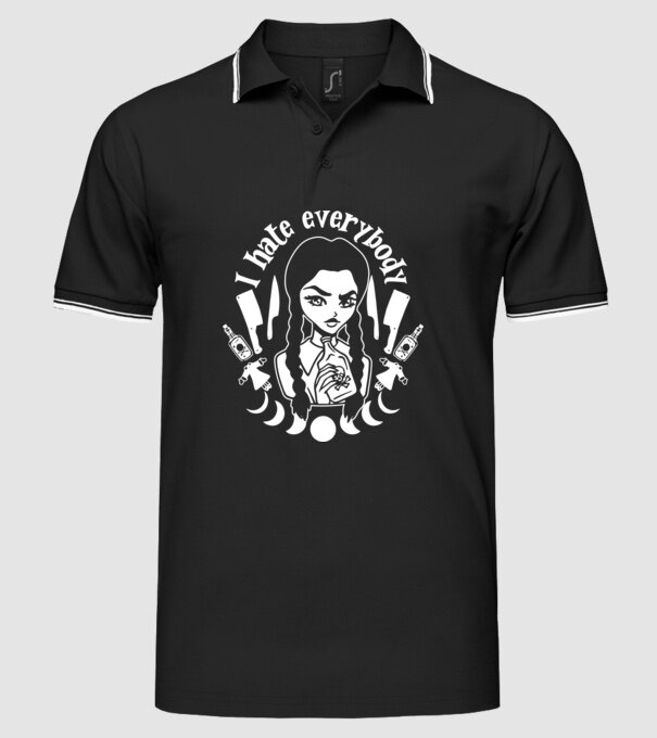 I hate everybody cartoon model negru pe tricou