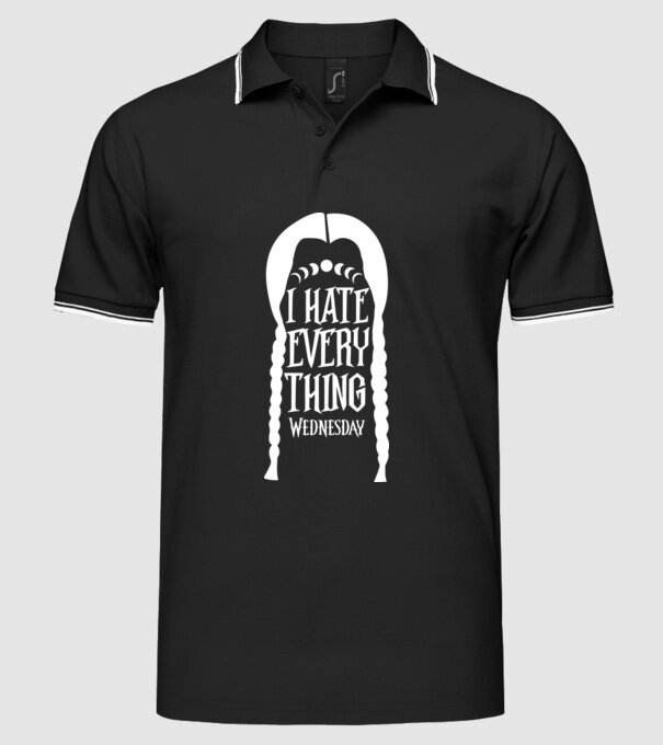 I hate everything model negru pe tricou