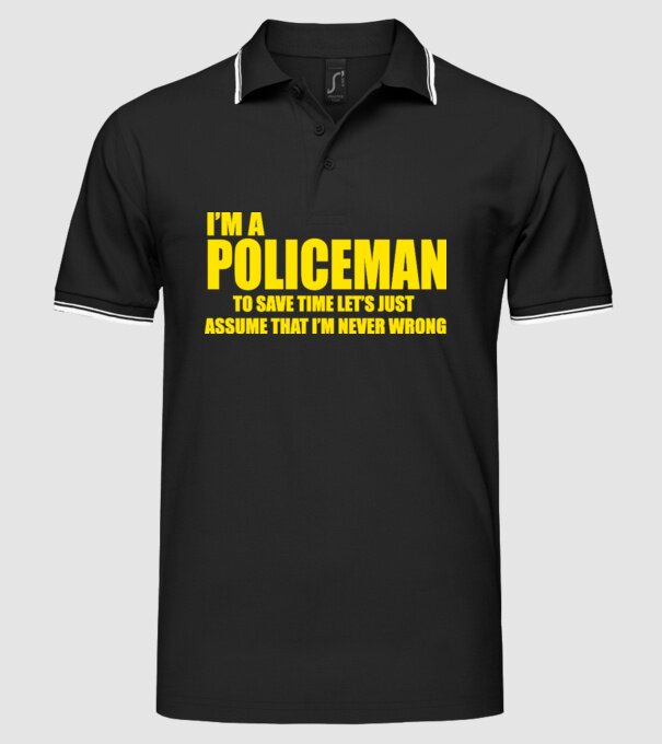 'I''m a policeman' model negru pe tricou