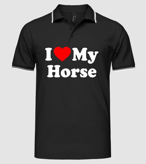 i ove my horse model negru pe tricou