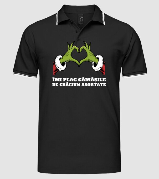 Îmi plac cămășile de crăciun asortate negru model negru pe tricou