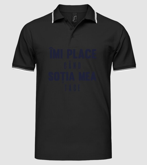 îmi place când soția mea tace model negru pe tricou
