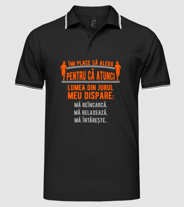 îmi place să alerg pentru că atunci lumea din jurul meu dispare: mă reîncarcă, mă relaxează, mă întărește.. model negru pe tricou
