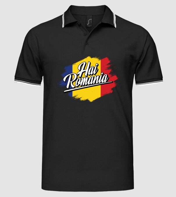 Inscripție cu steag model negru pe tricou