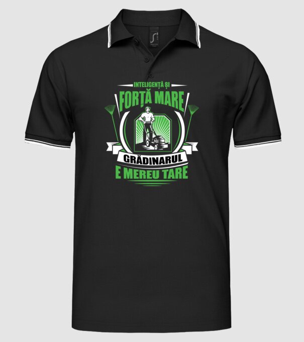 Inteligență și forță mare, grădinarul e mereu tare model negru pe tricou