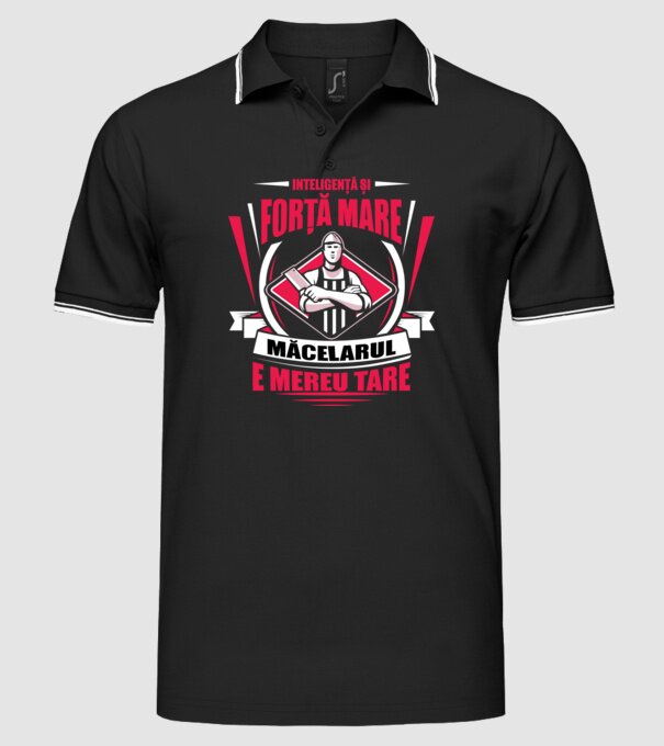Inteligență și forță mare, măcelarul e mereu tare model negru pe tricou