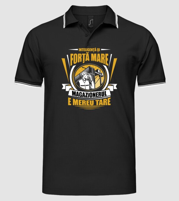 Inteligență și forță mare, magazionerul e mereu tare model negru pe tricou