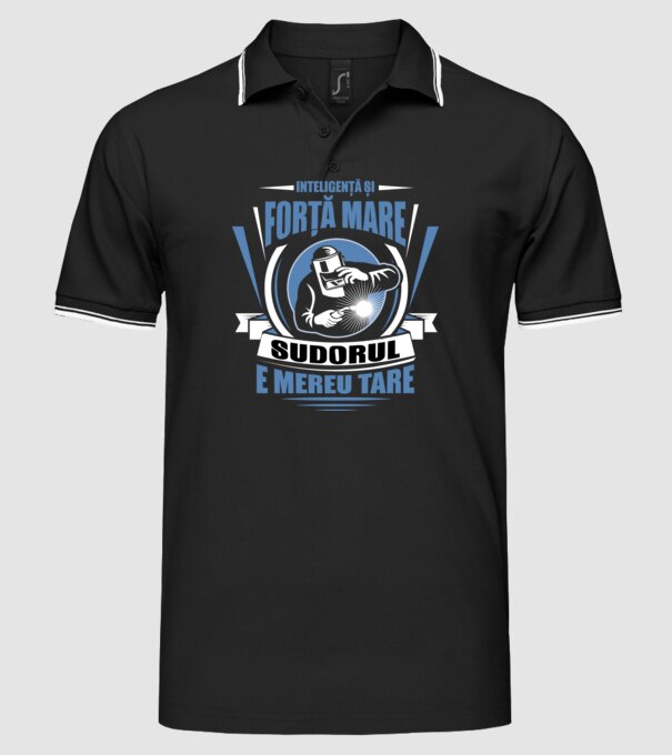 Inteligență și forță mare, sudorul e mereu tare model negru pe tricou