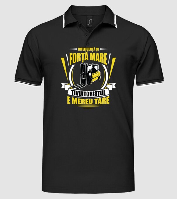 Inteligență și forță mare, stivuitoristul e mereu tare model negru pe tricou