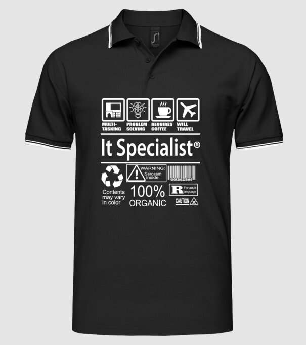 IT specialist model negru pe tricou