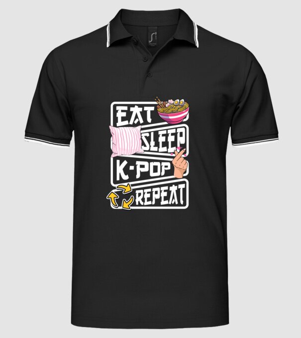 K-POP EAT SLEEP model negru pe tricou
