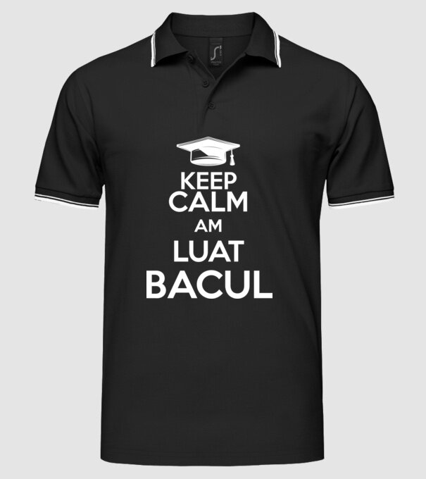 Keep calm, am luat bacul model negru pe tricou