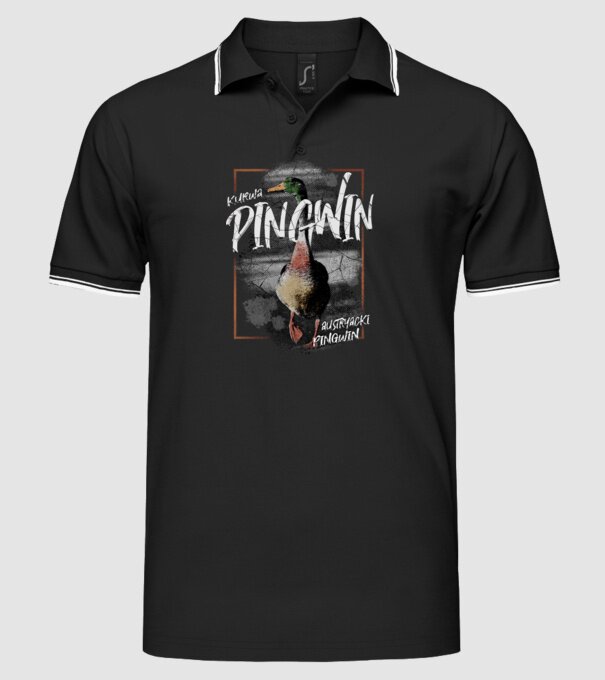 Kurwa pingwin model negru pe tricou