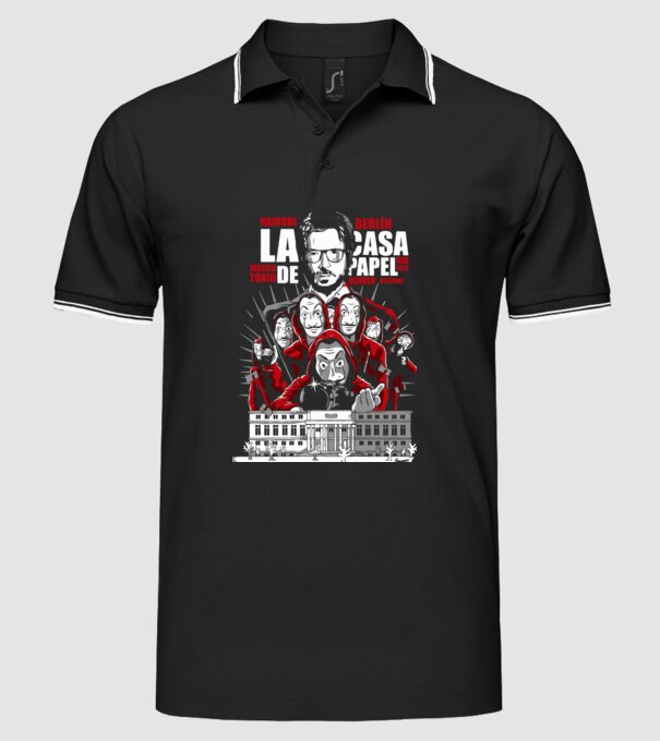 la casa de papel family model negru pe tricou