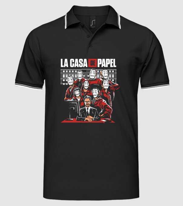 La casa de papel grupo model negru pe tricou