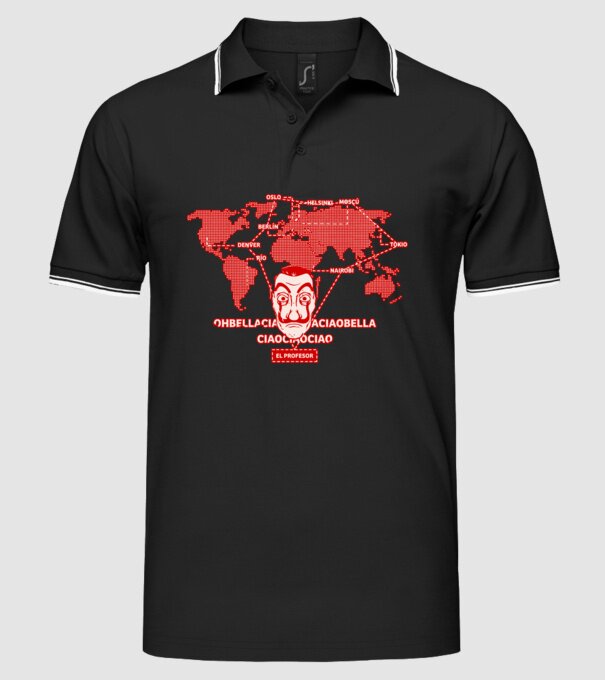 la casa de papel map model negru pe tricou
