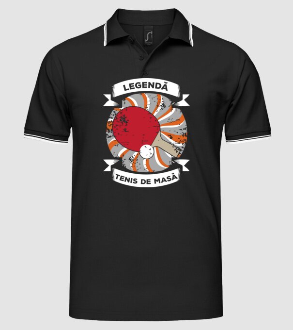 Legendă tenis de masă model negru pe tricou