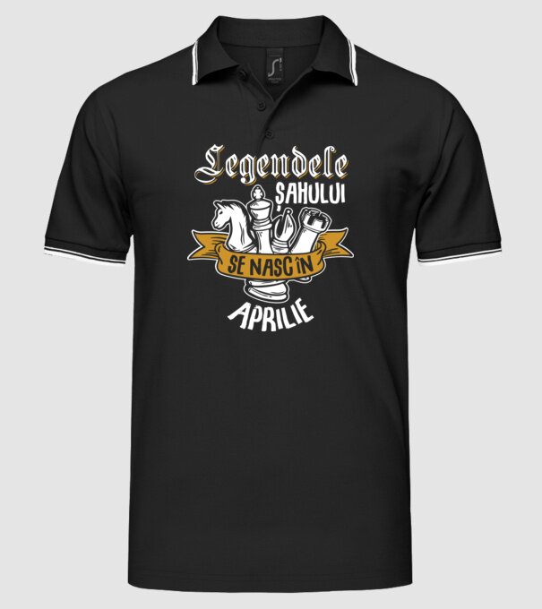 Legendele șahului se nasc în aprilie model negru pe tricou