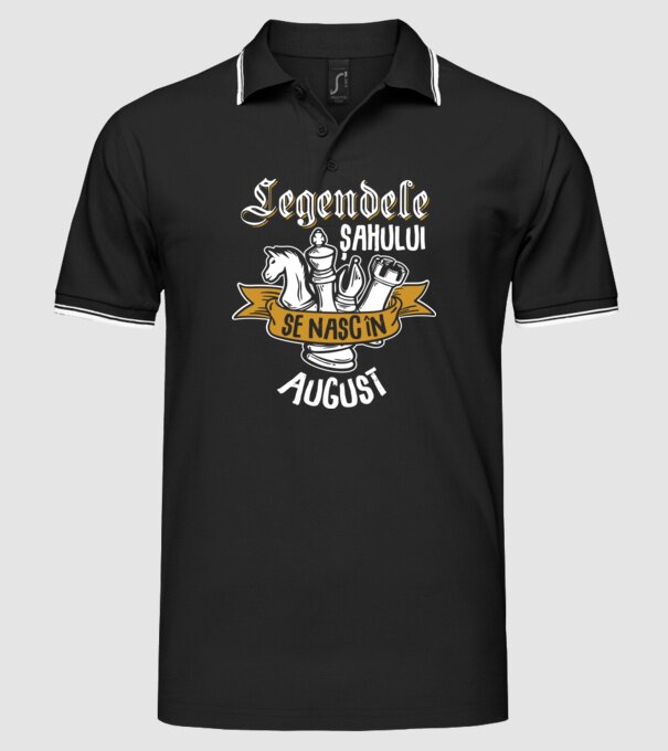 Legendele șahului se nasc în august model negru pe tricou