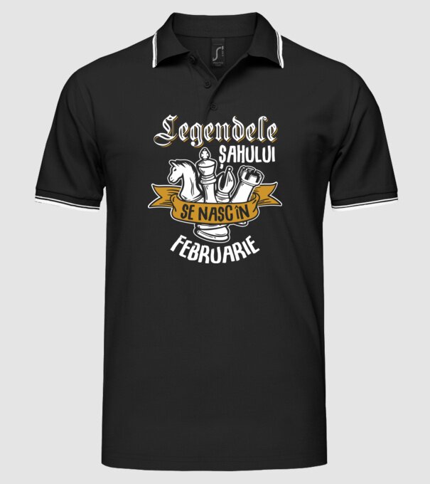 Legendele șahului se nasc în februarie model negru pe tricou