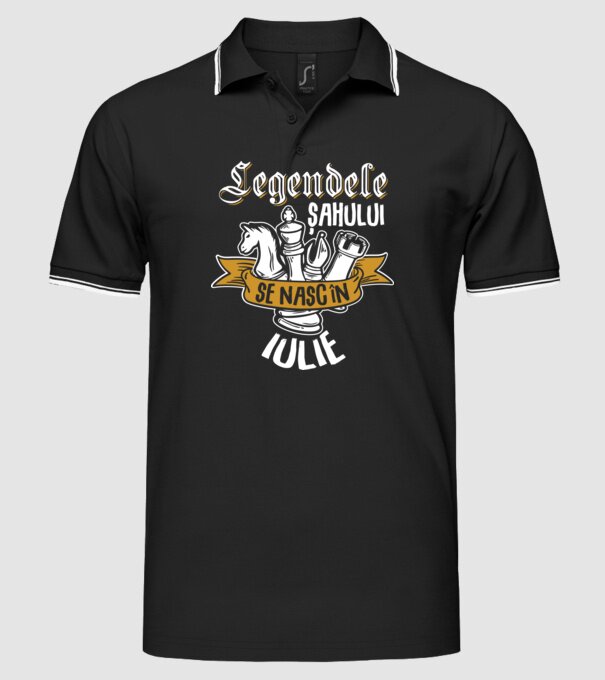 Legendele șahului se nasc în iulie model negru pe tricou