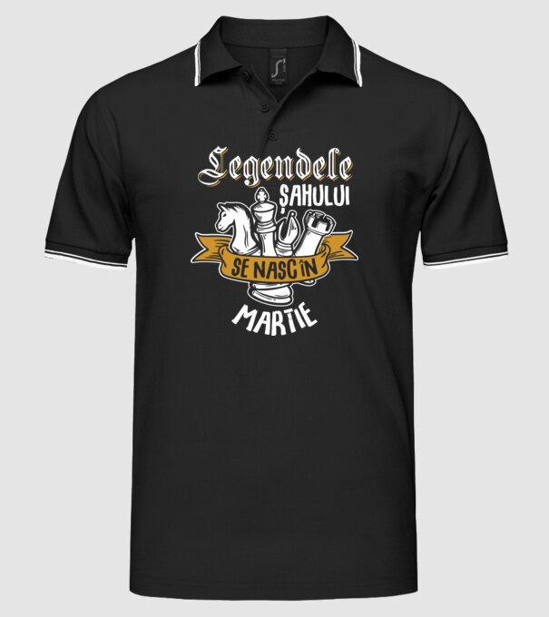Legendele șahului se nasc în martie model negru pe tricou