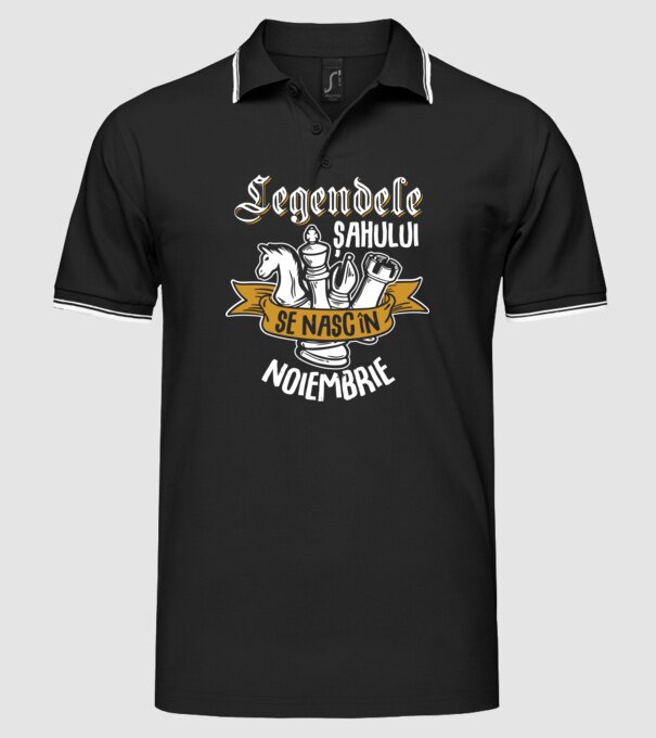 Legendele șahului se nasc în noiembrie model negru pe tricou