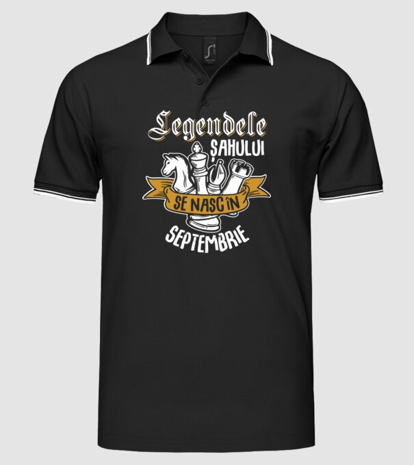 Legendele șahului se nasc în septembrie model negru pe tricou