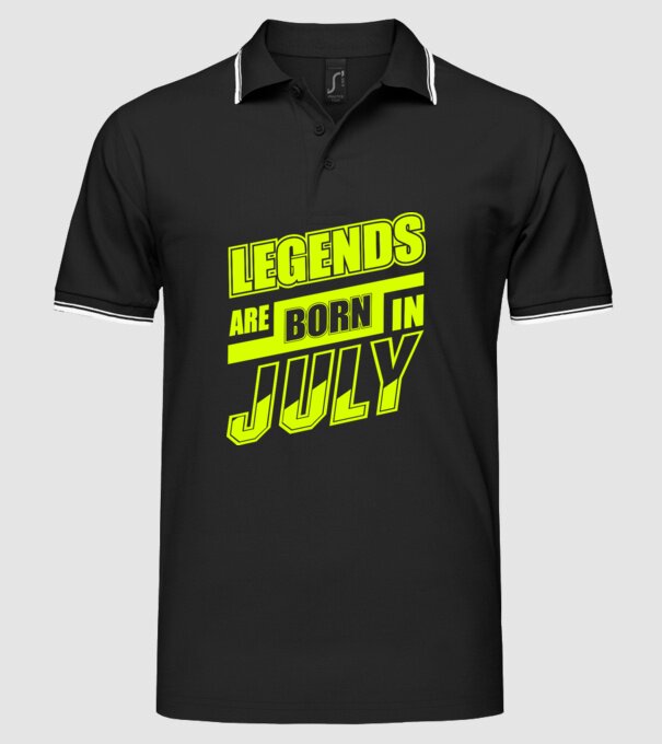 Legends are born in July model negru pe tricou