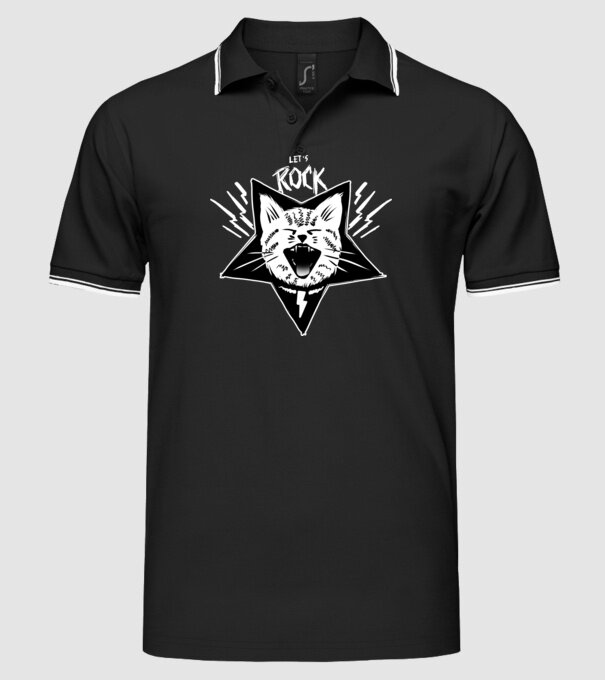 Let's rock model negru pe tricou