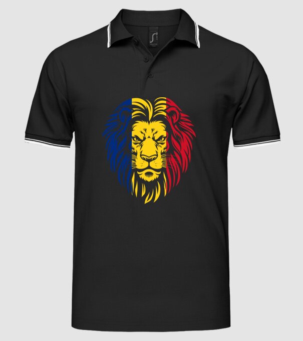 Leul românesc model negru pe tricou