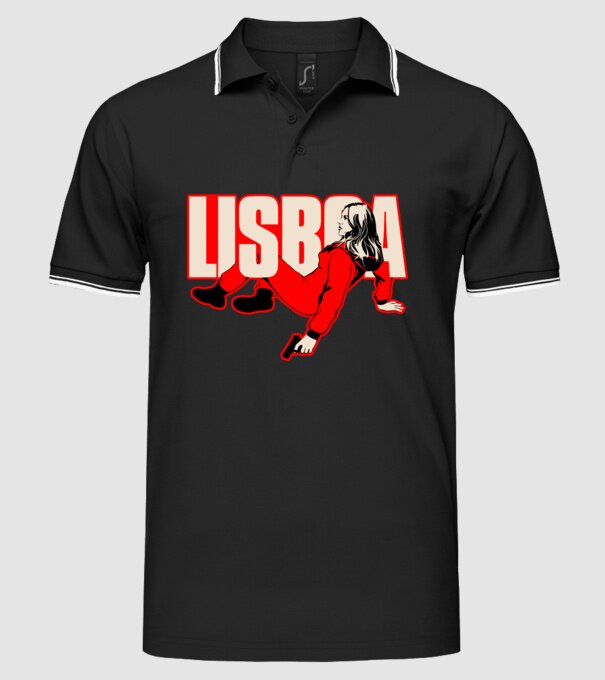 lisboa la casa de papel model negru pe tricou
