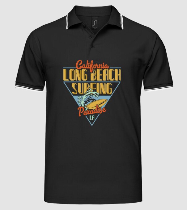 Long Beach model negru pe tricou