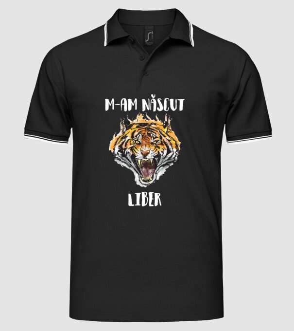 m-am născut liber model negru pe tricou