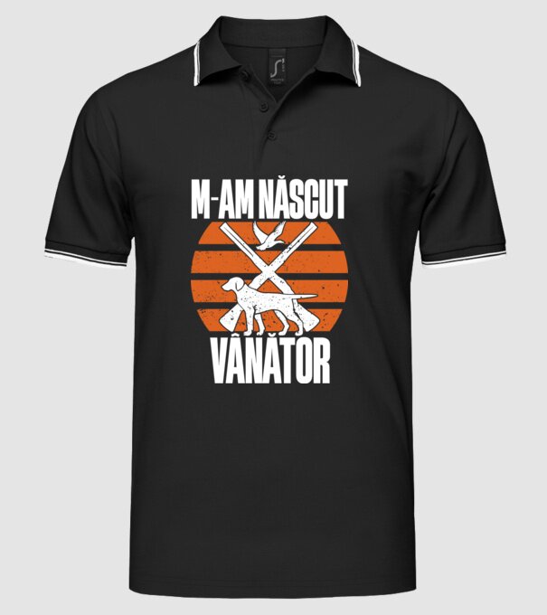 M-am născut vânător model negru pe tricou