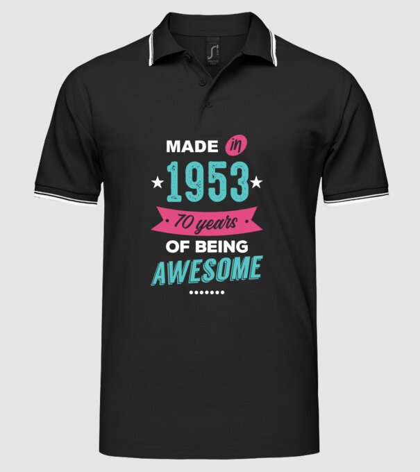 Made in 1953 model negru pe tricou