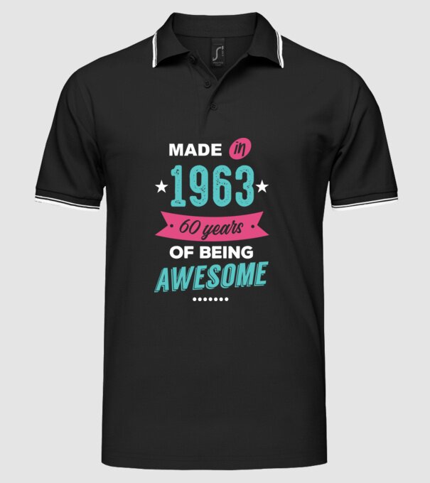 Made in 1963 model negru pe tricou