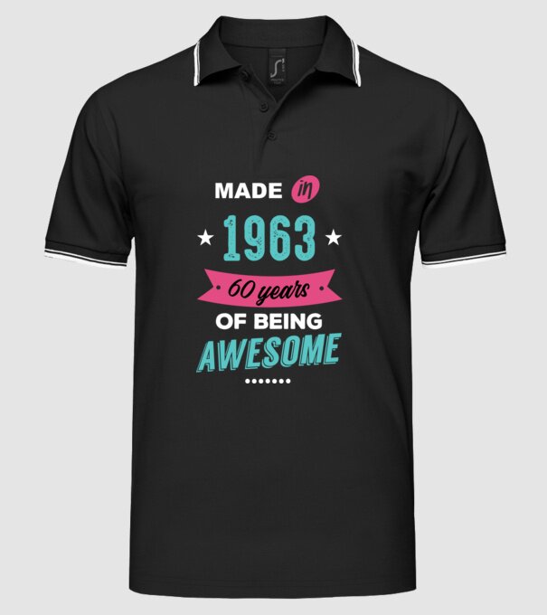 MADE IN 1963 model negru pe tricou