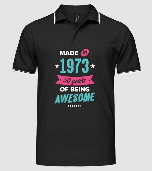 Made in 1973 model negru pe tricou