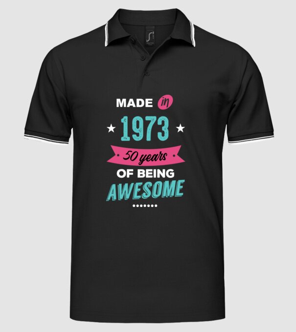 MADE IN 1973 model negru pe tricou
