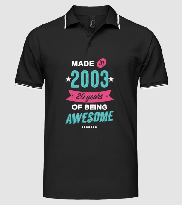 Made in 2003 model negru pe tricou