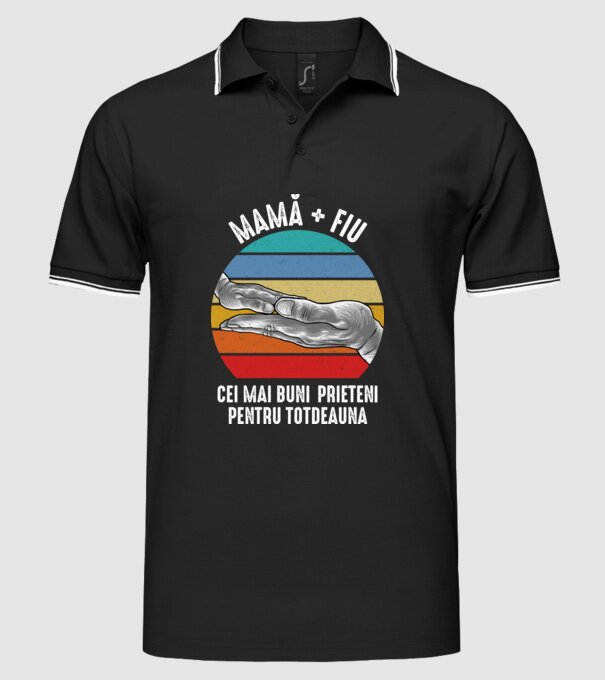 Mamă + fiu - Cei mai buni prieteni pentru totdeauna model negru pe tricou