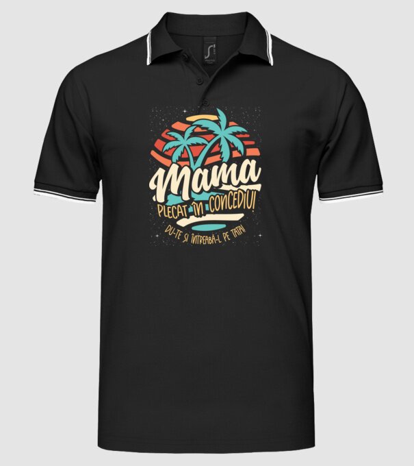 Mama Plecat în concediu model negru pe tricou
