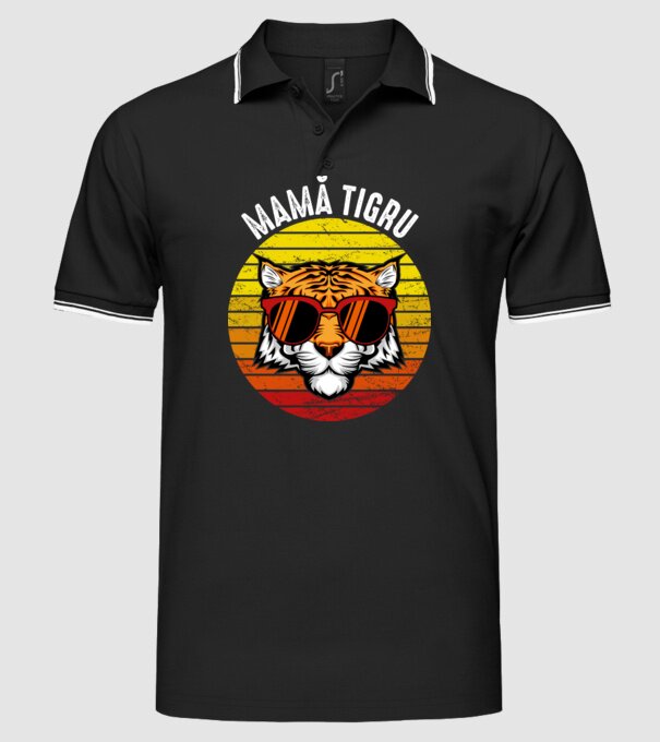 mamă tigru model negru pe tricou