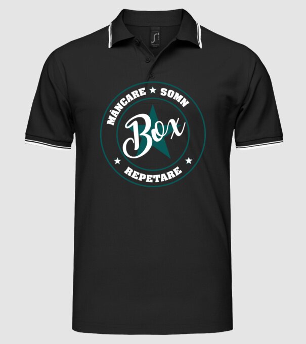 mâncare somn box reluare model negru pe tricou