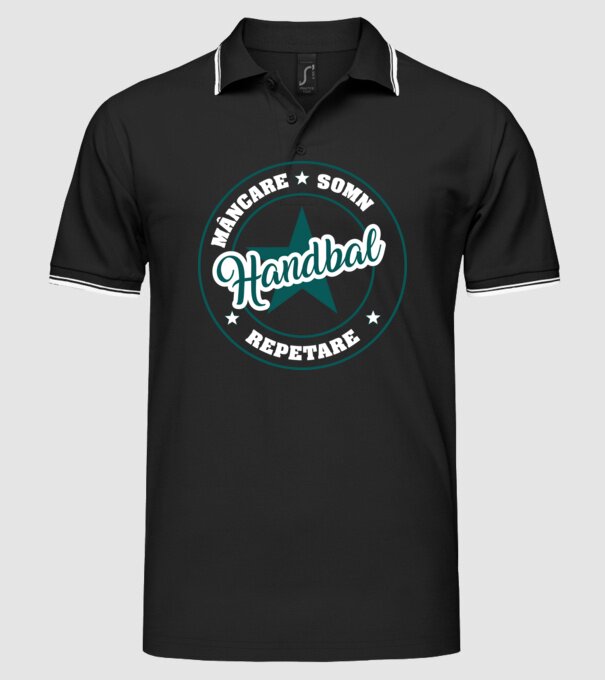 mâncare somn repetare HANDBAL model negru pe tricou