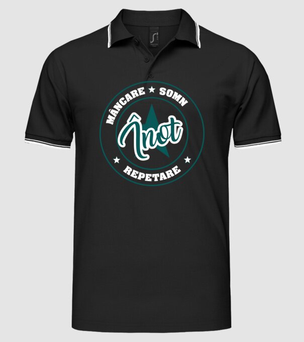 mâncare somn repetare ÎNOT model negru pe tricou