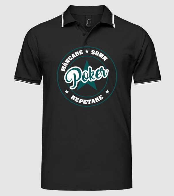 mâncare somn repetare POKER model negru pe tricou