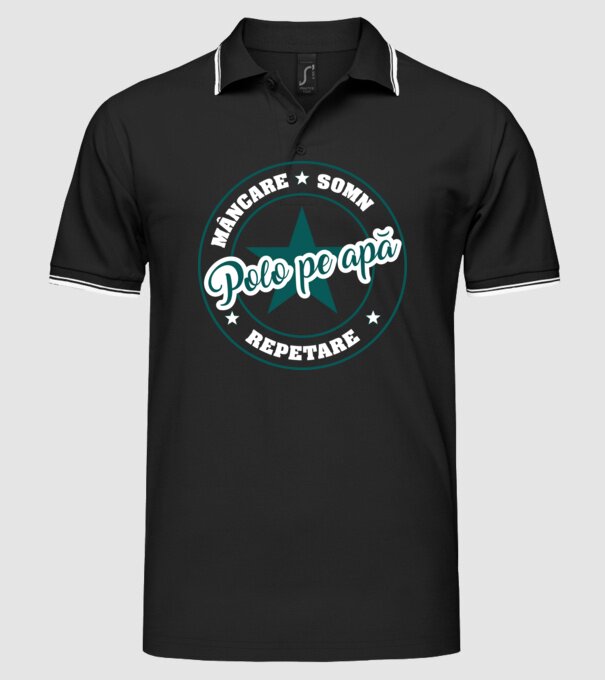 mâncare somn repetare POLO PE APĂ model negru pe tricou